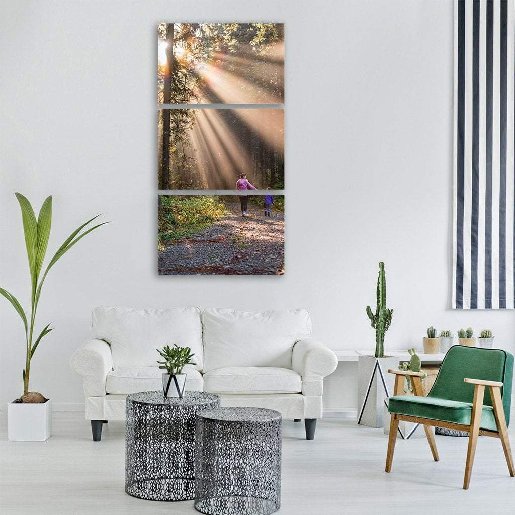 Child With Mother In Forest Vertical Canvas Wall Art-3 Vertical-Gallery Wrap-12" x 25"-Tiaracle