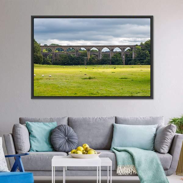 Chirk Aqueduct & Viaduct Panoramic Canvas Wall Art-1 Piece-36" x 12"-Tiaracle