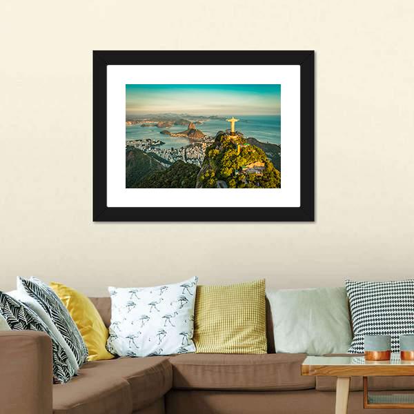 Christ & Botafogo Bay Panoramic Canvas Wall Art-1 Piece-36" x 12"-Tiaracle