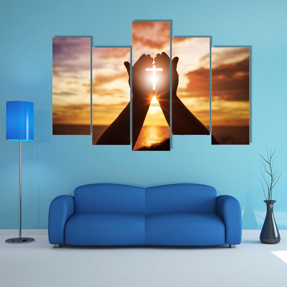 Christian Religion Concept Canvas Wall Art-5 Pop-Gallery Wrap-32" x 21"-Tiaracle