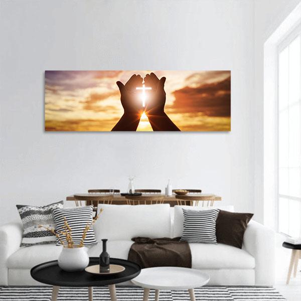 Christian Religion Concept Panoramic Canvas Wall Art-1 Piece-36" x 12"-Tiaracle