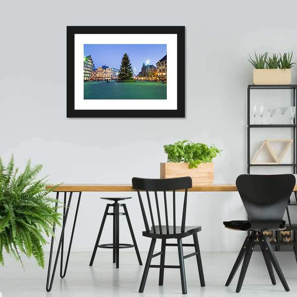Christmas In Amsterdam Canvas Wall Art-3 Horizontal-Gallery Wrap-25" x 16"-Tiaracle