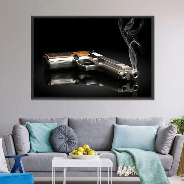 Chromed Handgun Canvas Wall Art-5 Horizontal-Gallery Wrap-22" x 12"-Tiaracle