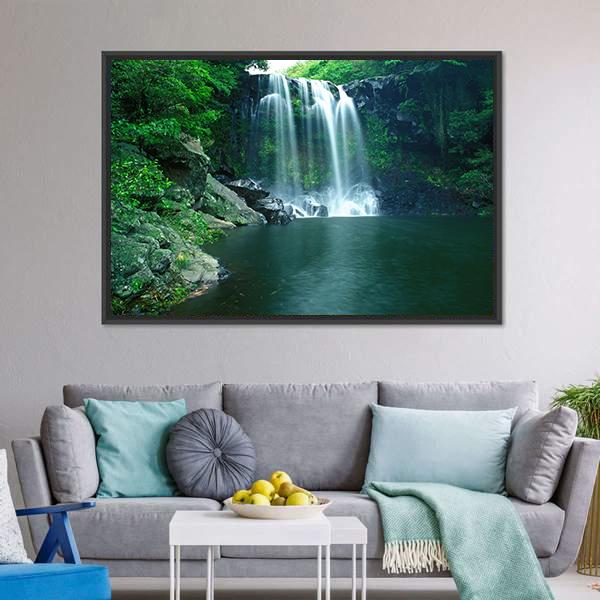 Chunjeyun Waterfall Canvas Wall Art-5 Horizontal-Gallery Wrap-22" x 12"-Tiaracle