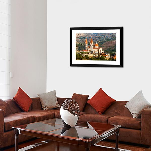 Church In Bsharri Panoramic Canvas Wall Art-1 Piece-36" x 12"-Tiaracle