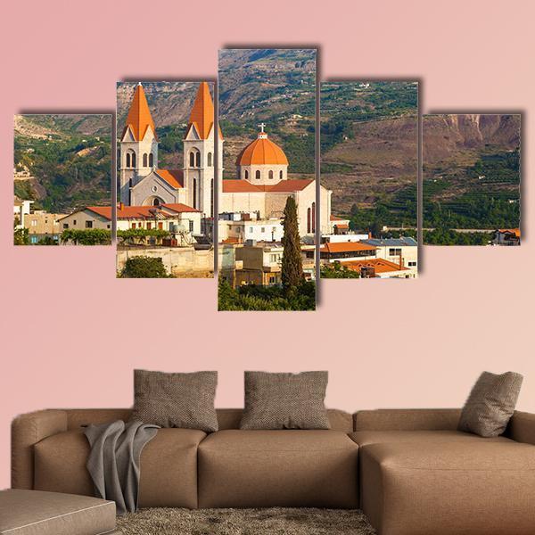 Church In Bsharri Canvas Wall Art-5 Star-Gallery Wrap-62" x 32"-Tiaracle
