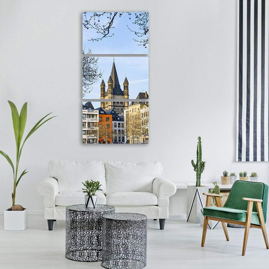 Church In Cologne Vertical Canvas Wall Art-3 Vertical-Gallery Wrap-12" x 25"-Tiaracle