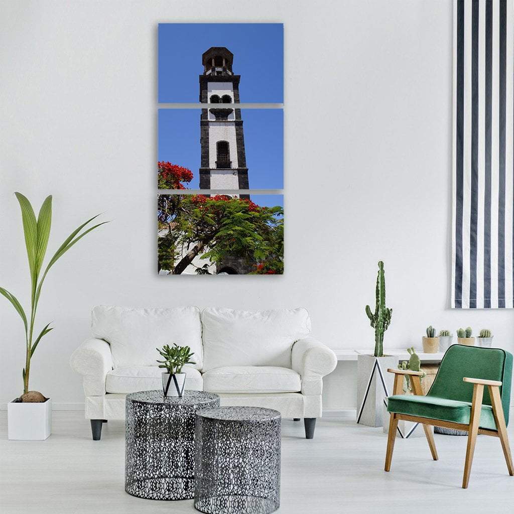 Church Near Mediterranean Vertical Canvas Wall Art-3 Vertical-Gallery Wrap-12" x 25"-Tiaracle