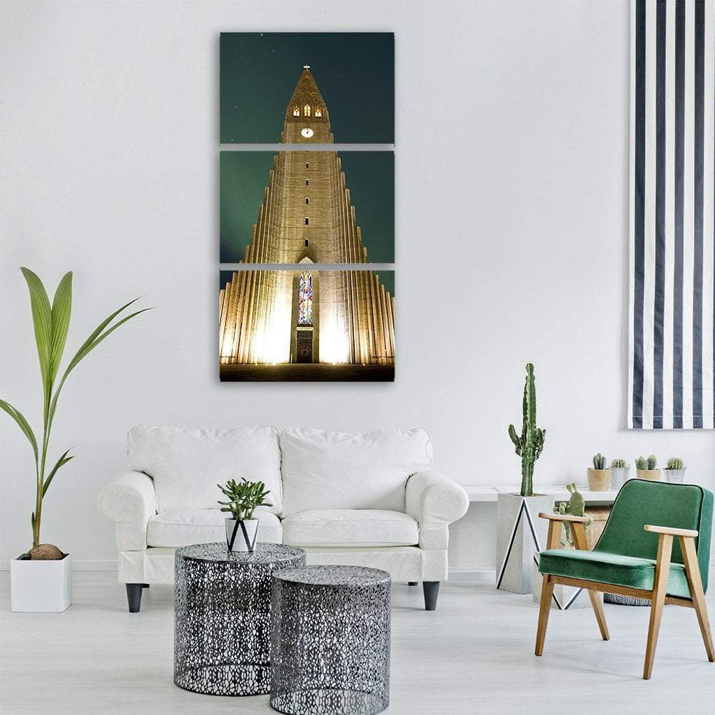 Church In Reykjavik Vertical Canvas Wall Art-3 Vertical-Gallery Wrap-12" x 25"-Tiaracle