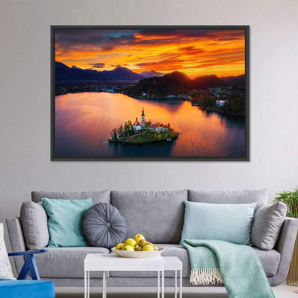 Church Of Assumption Canvas Wall Art-3 Horizontal-Gallery Wrap-25" x 16"-Tiaracle