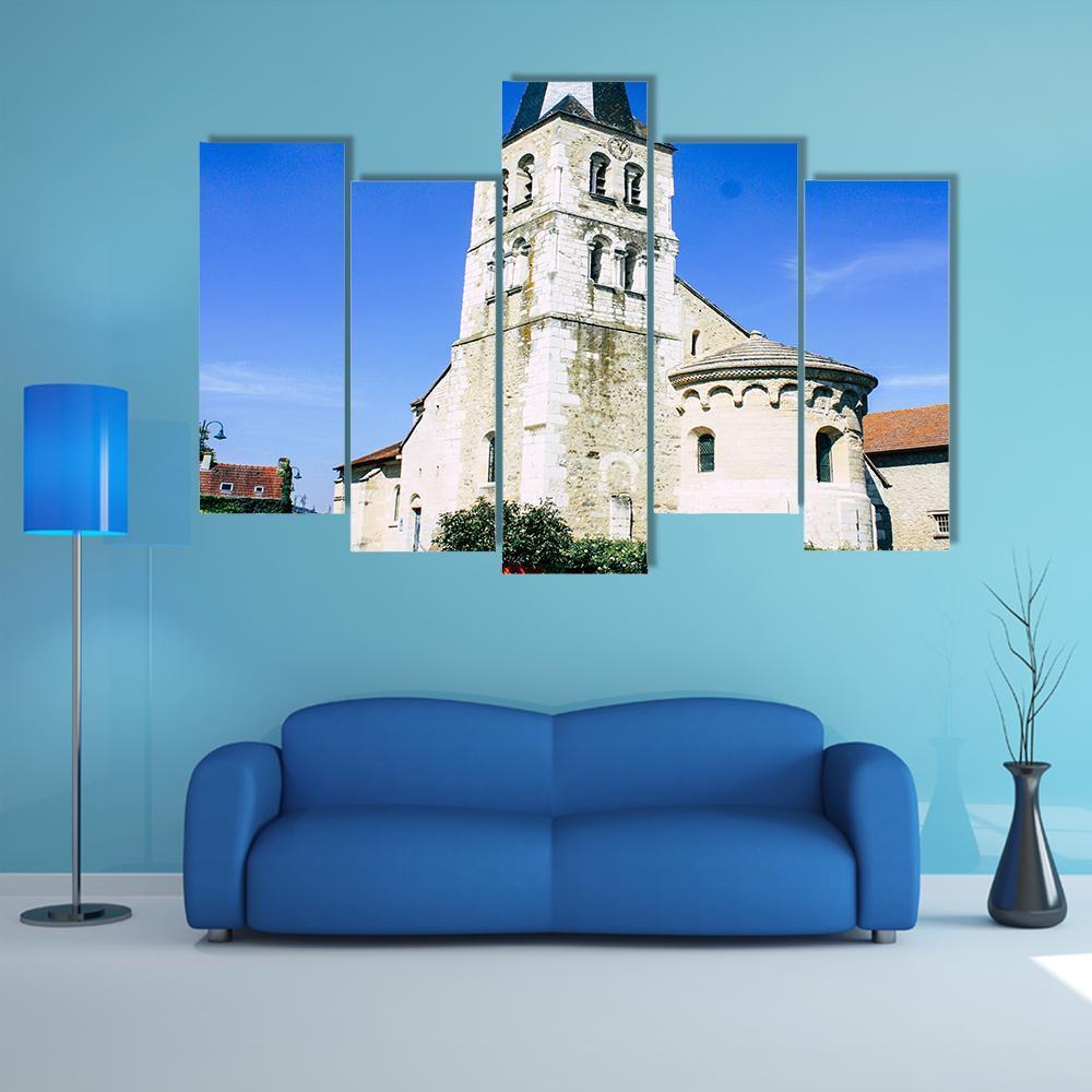 Church Of Bezannes Canvas Wall Art-5 Pop-Gallery Wrap-47" x 32"-Tiaracle