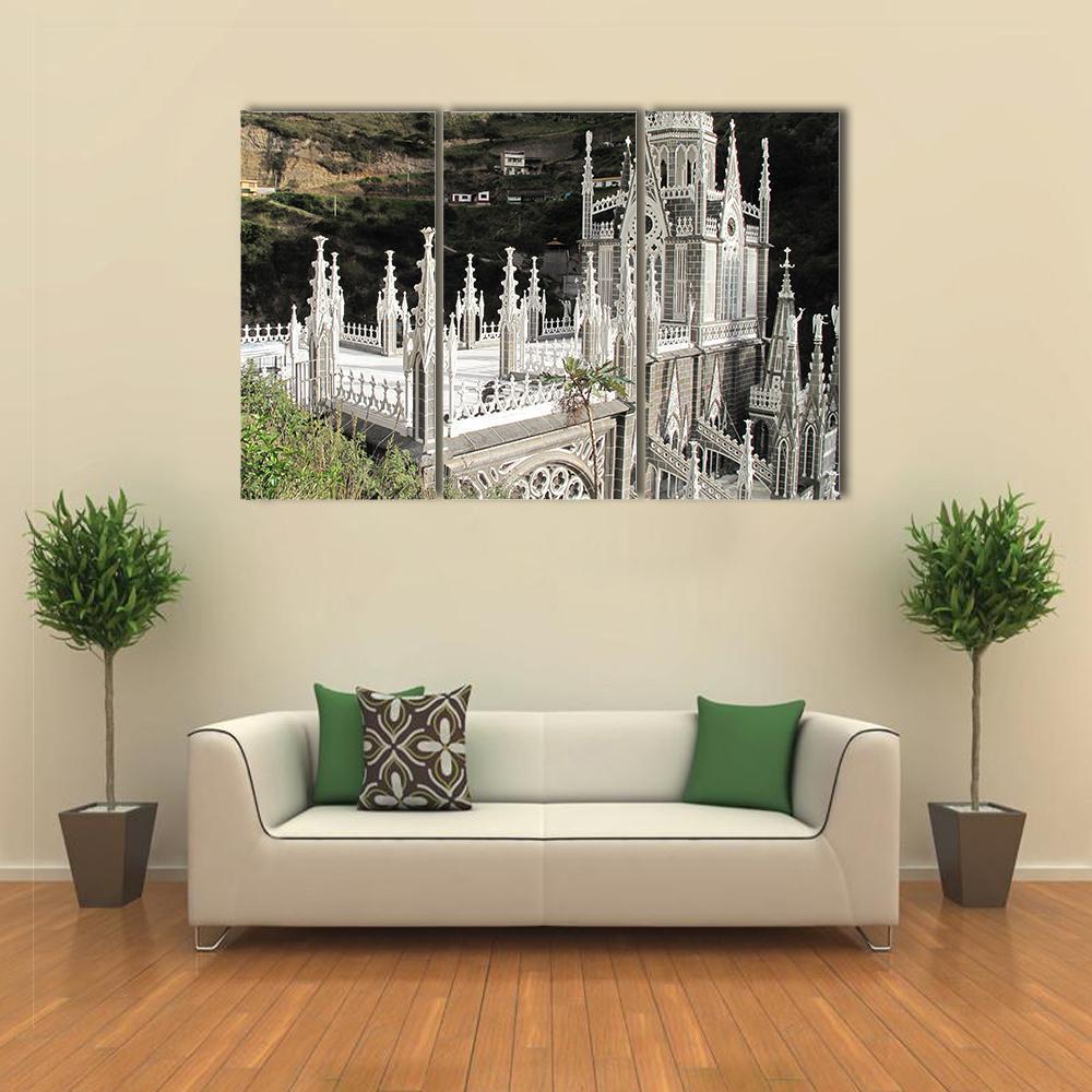 Church Of Las Lajas Canvas Wall Art-3 Horizontal-Gallery Wrap-37" x 24"-Tiaracle