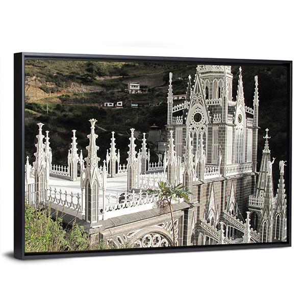Church Of Las Lajas Canvas Wall Art-3 Horizontal-Gallery Wrap-25" x 16"-Tiaracle
