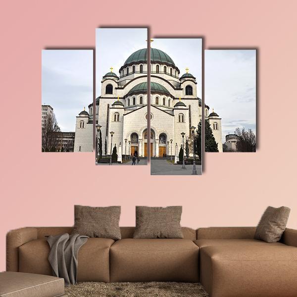 Saint Sava Church Canvas Wall Art-4 Pop-Gallery Wrap-50" x 32"-Tiaracle