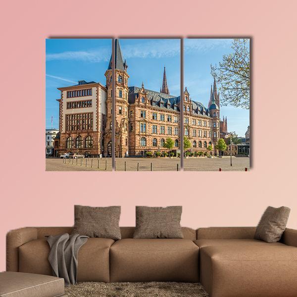 City Hall Wiesbaden Canvas Wall Art-3 Horizontal-Gallery Wrap-25" x 16"-Tiaracle