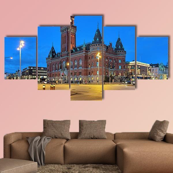 City Hall Of Helsingborg Canvas Wall Art-5 Star-Gallery Wrap-62" x 32"-Tiaracle