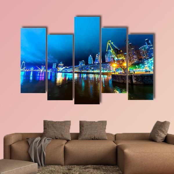 City Lights At Buenos Aires Canvas Wall Art-5 Pop-Gallery Wrap-47" x 32"-Tiaracle