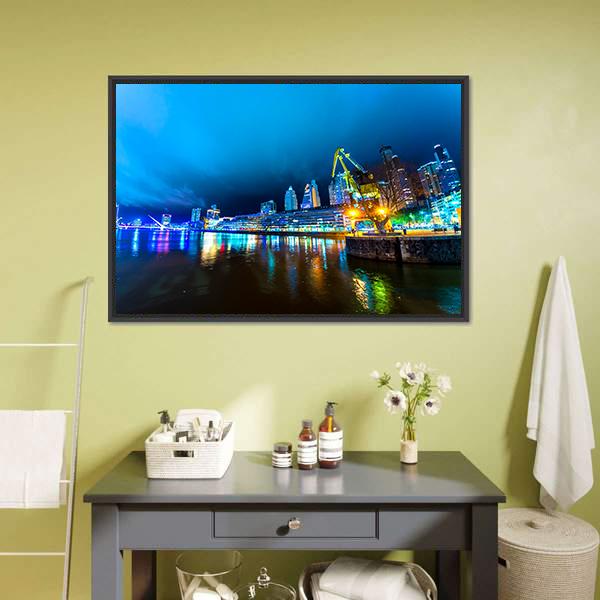 City Lights At Buenos Aires Canvas Wall Art-3 Horizontal-Gallery Wrap-25" x 16"-Tiaracle