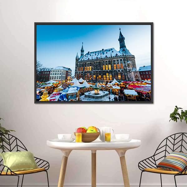 City Of Aachen Canvas Wall Art-1 Piece-Floating Frame-24" x 16"-Tiaracle