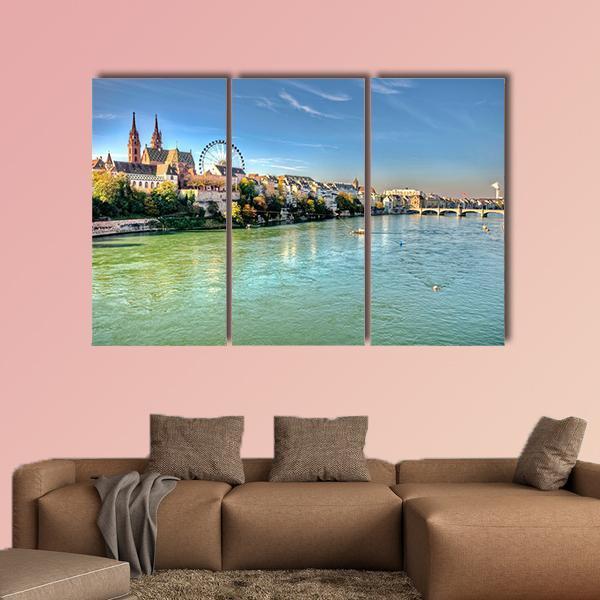 City Of Basel Switzerland Canvas Wall Art-3 Horizontal-Gallery Wrap-37" x 24"-Tiaracle