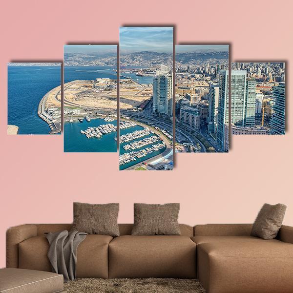 City Of Beirut Lebanon Canvas Wall Art-5 Star-Gallery Wrap-62" x 32"-Tiaracle