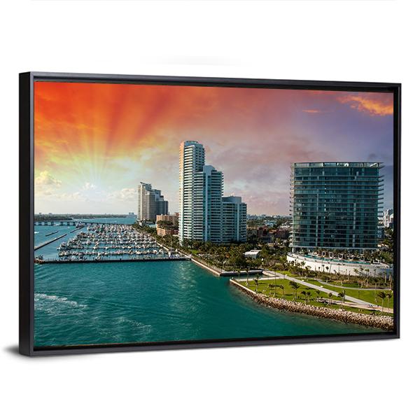 City Of Miami Florida Canvas Wall Art-3 Horizontal-Gallery Wrap-25" x 16"-Tiaracle