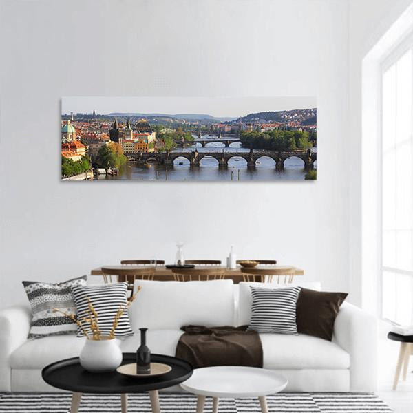 City Of Prague Panoramic Canvas Wall Art-1 Piece-36" x 12"-Tiaracle