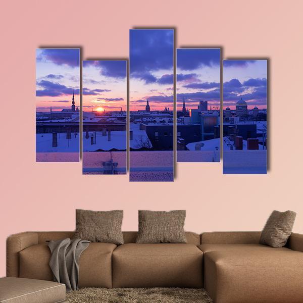 City Of Riga Canvas Wall Art-5 Pop-Gallery Wrap-47" x 32"-Tiaracle