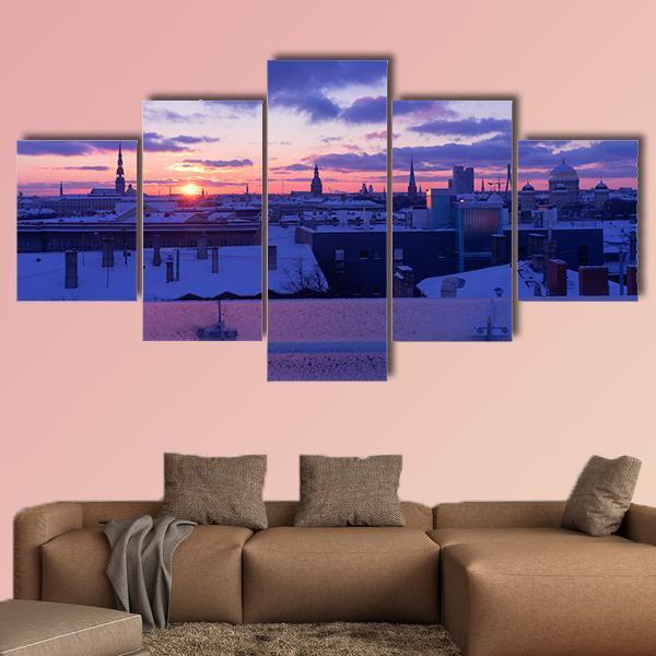 City Of Riga Canvas Wall Art-5 Star-Gallery Wrap-62" x 32"-Tiaracle