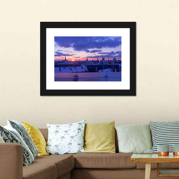 City Of Riga Canvas Wall Art-1 Piece-Framed Print-20" x 16"-Tiaracle