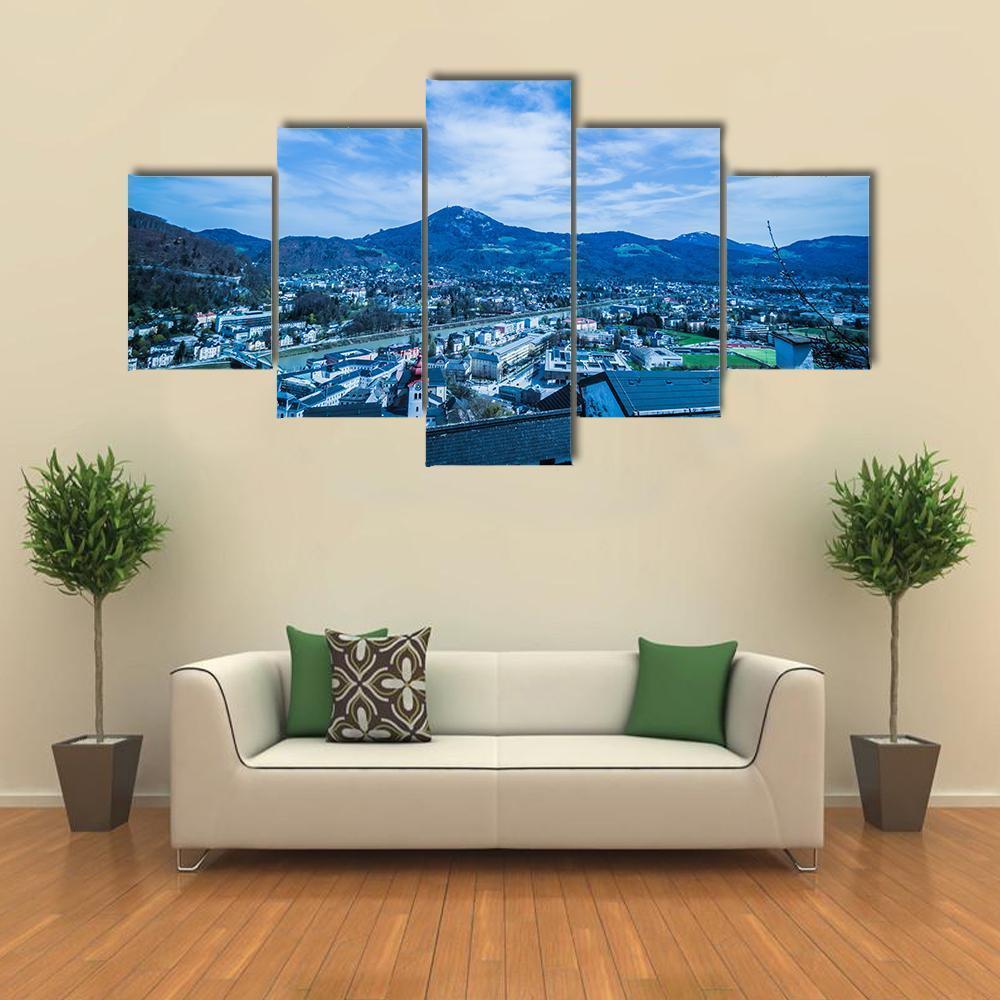 City Of Salzburg Canvas Wall Art-5 Star-Gallery Wrap-62" x 32"-Tiaracle