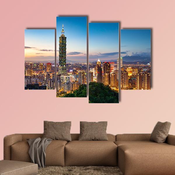 City Of Taipei Canvas Wall Art-4 Pop-Gallery Wrap-50" x 32"-Tiaracle