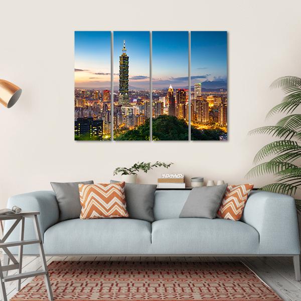 City Of Taipei Canvas Wall Art-4 Horizontal-Gallery Wrap-34" x 24"-Tiaracle
