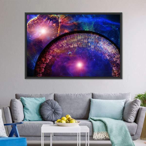 City Ship In Deep Space Canvas Wall Art-3 Horizontal-Gallery Wrap-25" x 16"-Tiaracle