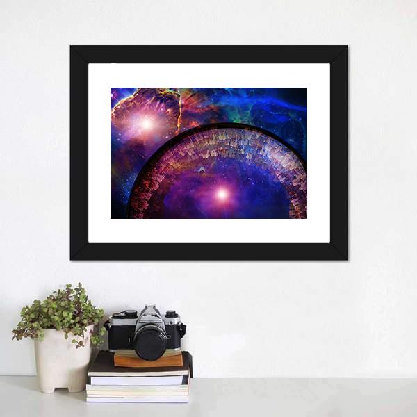 City Ship In Deep Space Canvas Wall Art-1 Piece-Framed Print-20" x 16"-Tiaracle