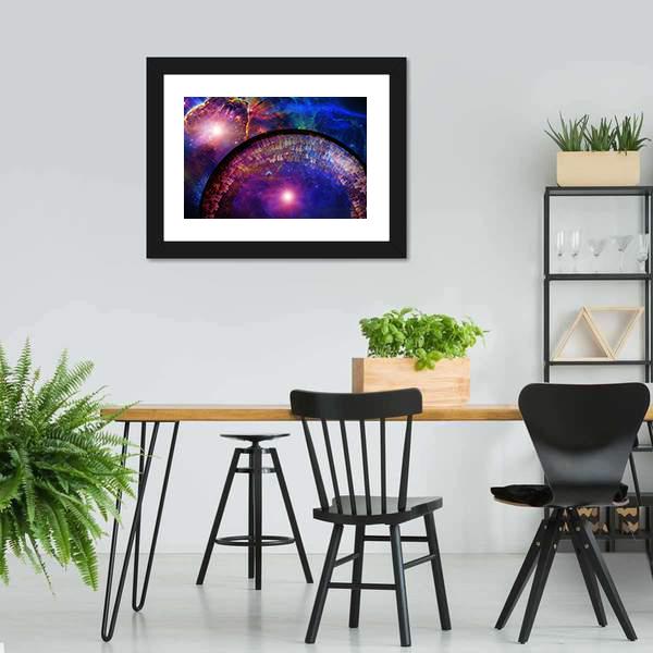City Ship In Deep Space Canvas Wall Art-3 Horizontal-Gallery Wrap-25" x 16"-Tiaracle