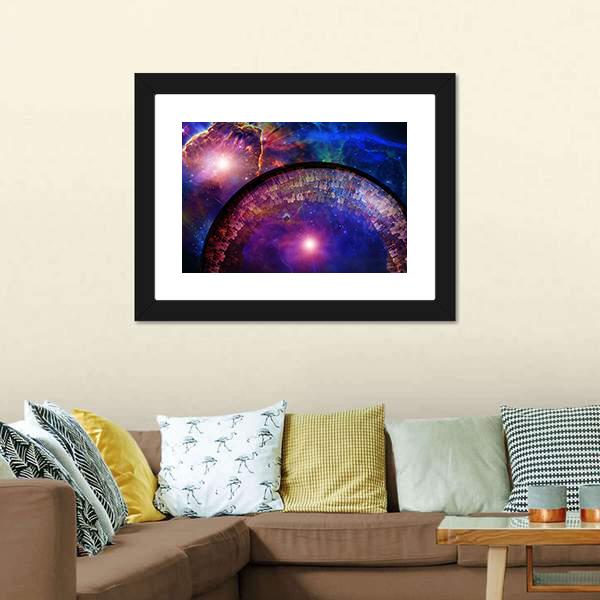 City Ship In Deep Space Canvas Wall Art-3 Horizontal-Gallery Wrap-25" x 16"-Tiaracle
