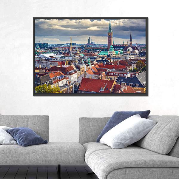 City Skyline Of Copenhagen Canvas Wall Art-5 Horizontal-Gallery Wrap-22" x 12"-Tiaracle
