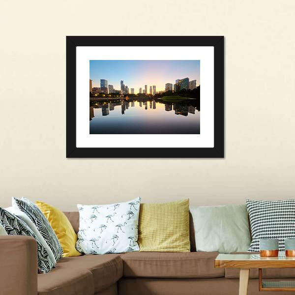 City Skyline Of Kuala Lumpur Canvas Wall Art-1 Piece-Framed Print-20" x 16"-Tiaracle