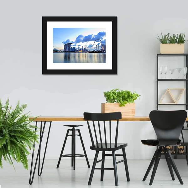 City Skyline Of Marina Bay Canvas Wall Art-3 Horizontal-Gallery Wrap-25" x 16"-Tiaracle