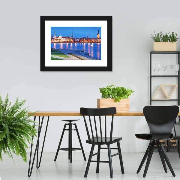 City With Daugava River Canvas Wall Art-5 Horizontal-Gallery Wrap-22" x 12"-Tiaracle