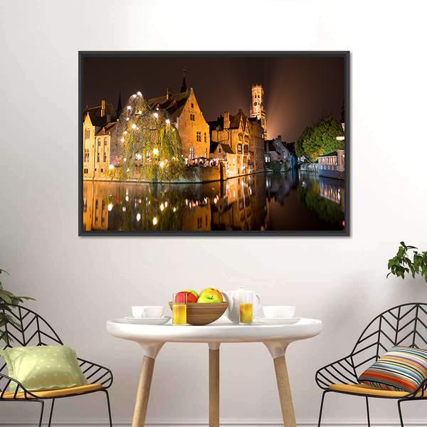 City With River Canal Canvas Wall Art-3 Horizontal-Gallery Wrap-25" x 16"-Tiaracle