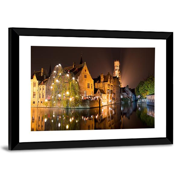 City With River Canal Canvas Wall Art-3 Horizontal-Gallery Wrap-25" x 16"-Tiaracle