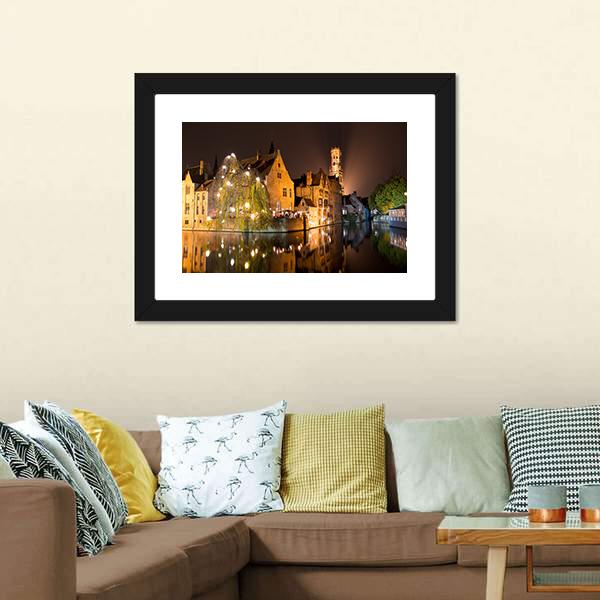 City With River Canal Canvas Wall Art-3 Horizontal-Gallery Wrap-25" x 16"-Tiaracle