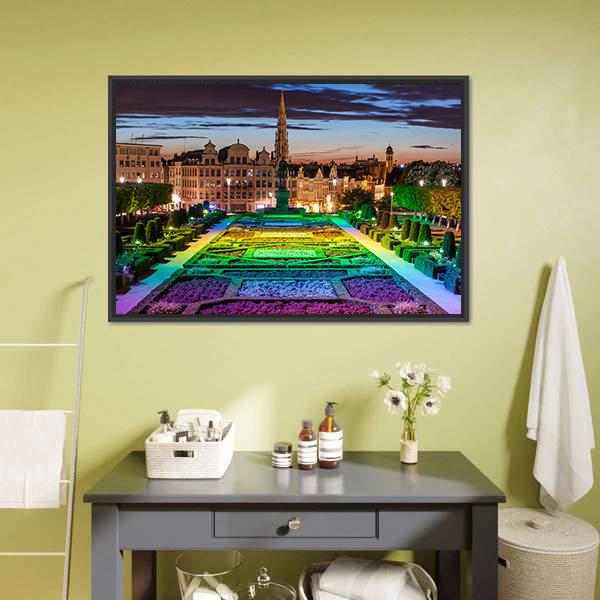 Cityscape Of Brussels Canvas Wall Art-5 Horizontal-Gallery Wrap-22" x 12"-Tiaracle