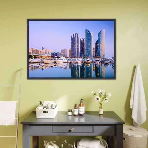 Cityscape Of Busan Canvas Wall Art-5 Horizontal-Gallery Wrap-22" x 12"-Tiaracle