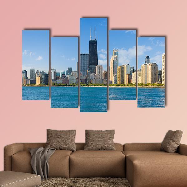 Cityscape Of Chicago Canvas Wall Art-5 Pop-Gallery Wrap-47" x 32"-Tiaracle