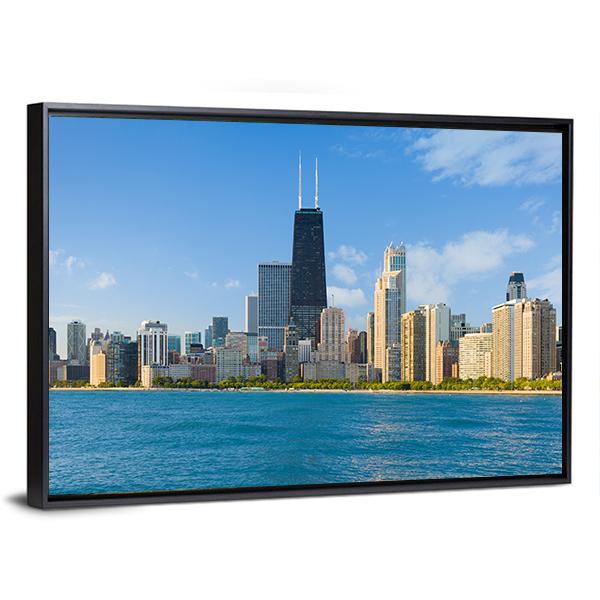 Cityscape Of Chicago Canvas Wall Art-3 Horizontal-Gallery Wrap-25" x 16"-Tiaracle