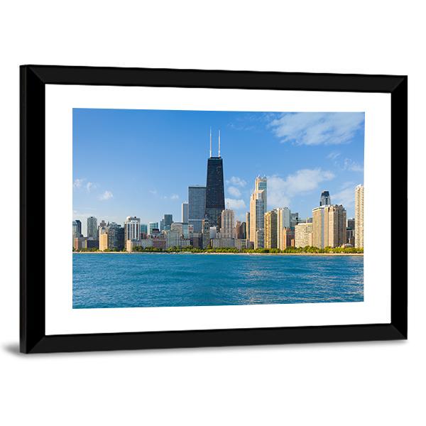 Cityscape Of Chicago Canvas Wall Art-3 Horizontal-Gallery Wrap-25" x 16"-Tiaracle