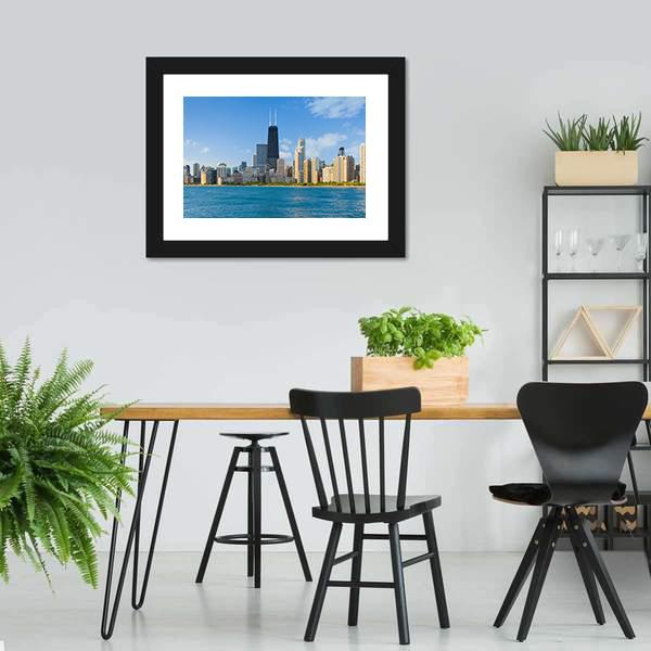 Cityscape Of Chicago Canvas Wall Art-3 Horizontal-Gallery Wrap-25" x 16"-Tiaracle